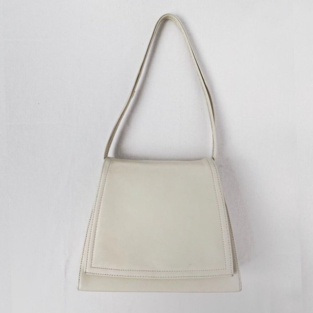 White/Cream Retro-Style Shoulder Bag with Adjustable Strap